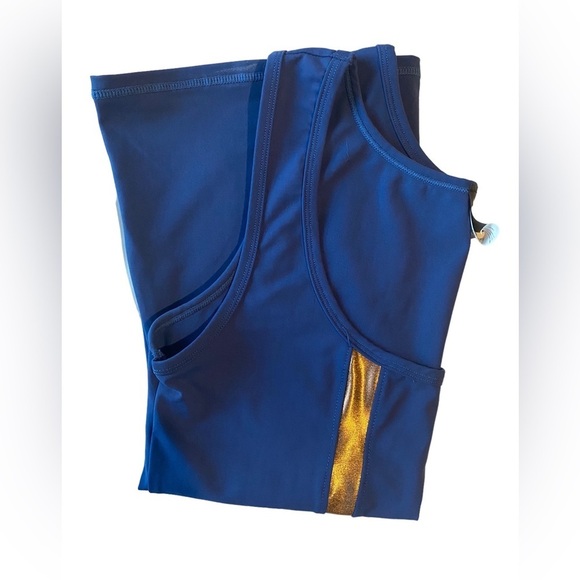 BADGLEY MISCHKA Sport Navy Metallic Linear Tank Top, Size M - Picture 5 of 7